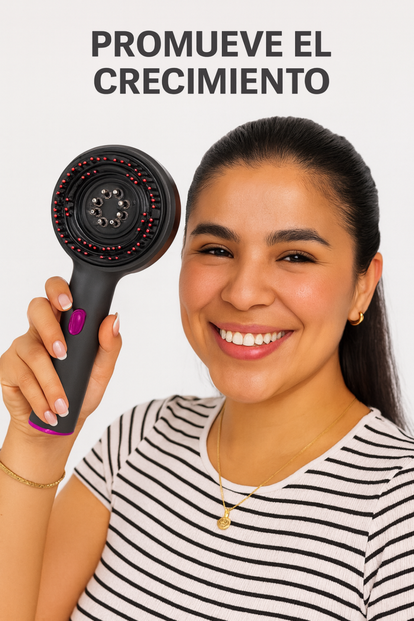 Cepillo Masajeador Eléctrico Rojo 3 en 1 – Masaje Relajante, Aplicador de Aceite y Revitalizador Capilar